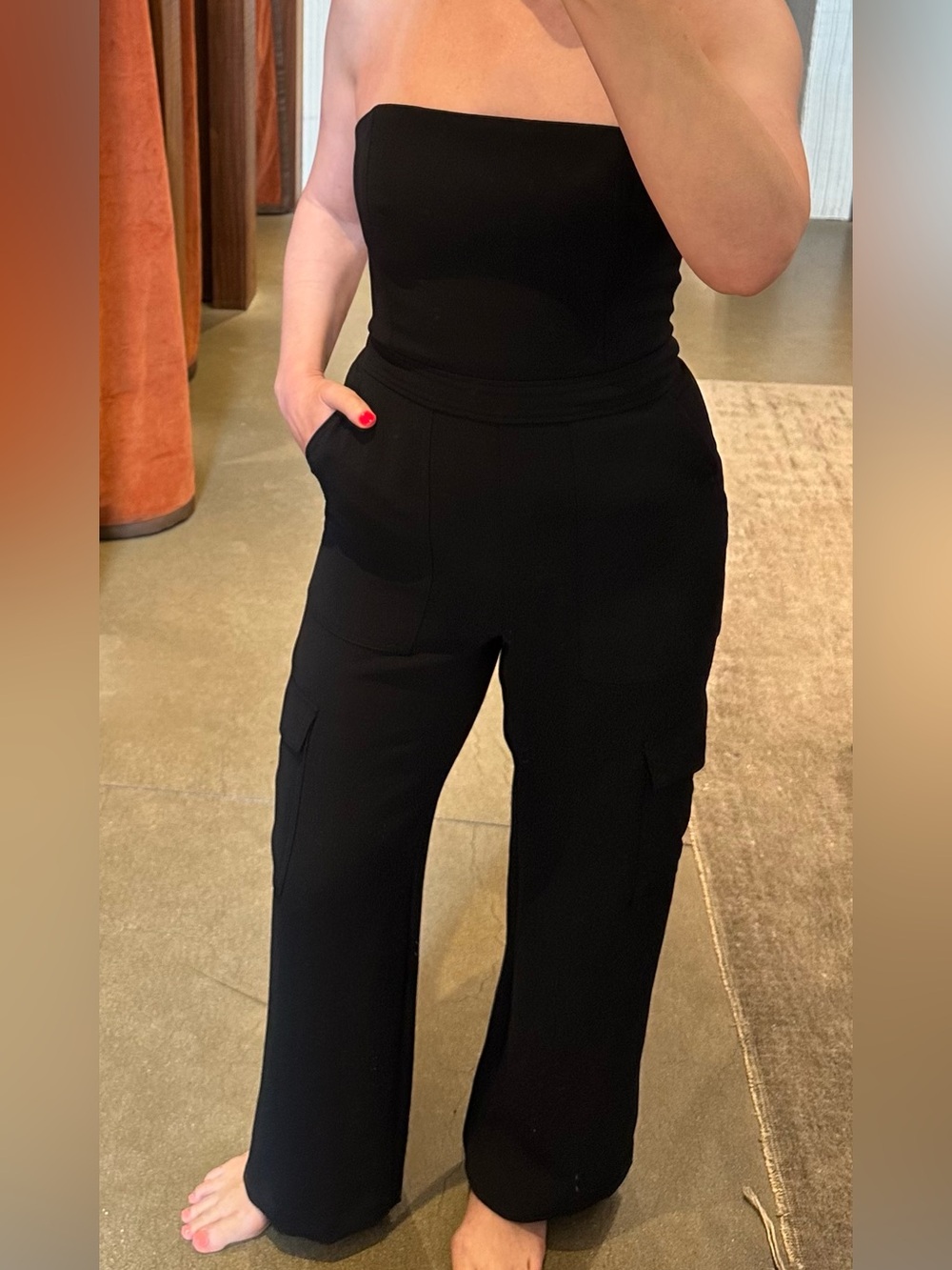 Wilfred Endless Jumpsuit - Black Strapless Wide-Leg